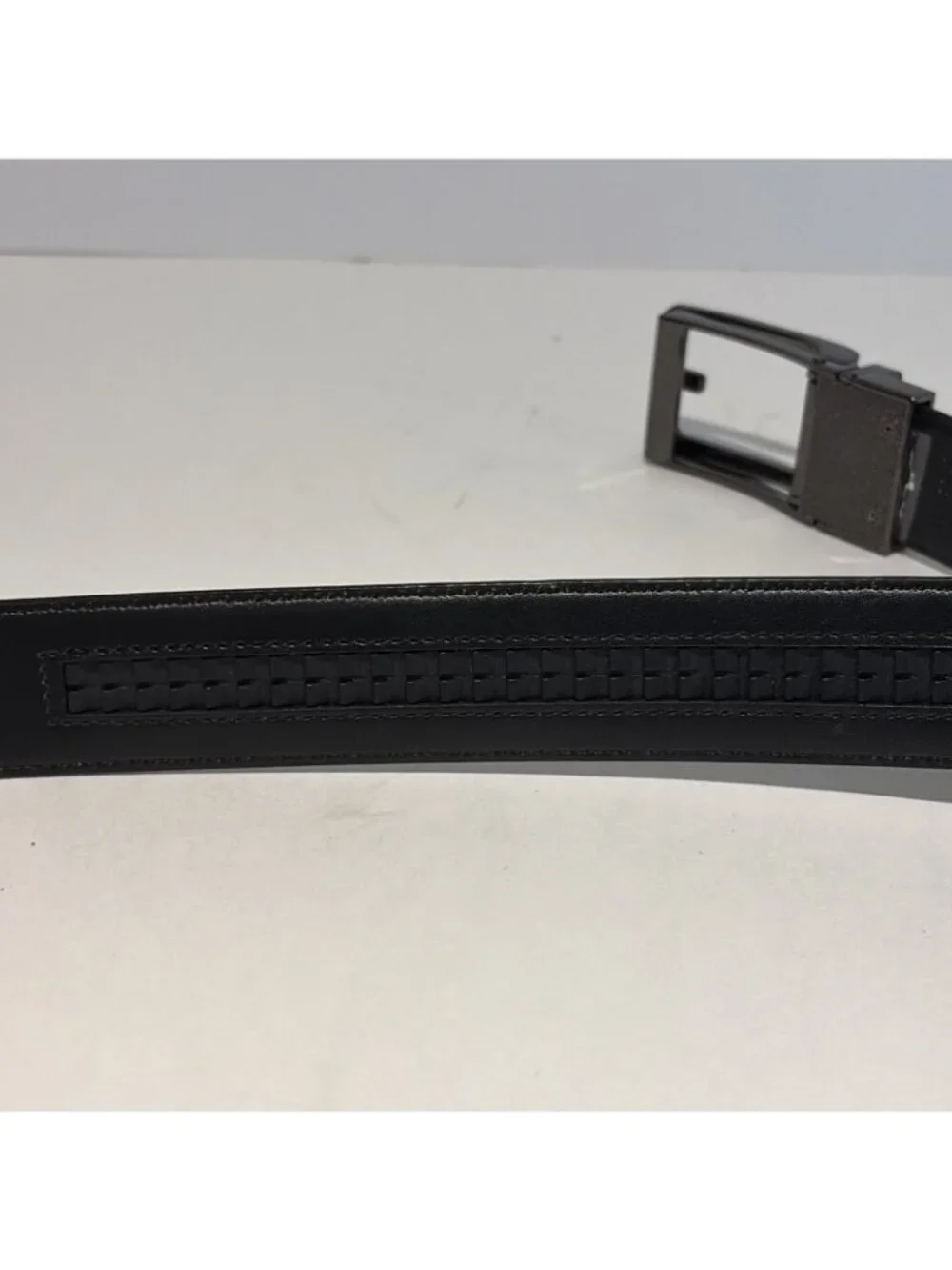 Perry Ellis Men's Ratchet Belt Size XL Brown Bonded Leather Quiet Luxury Office